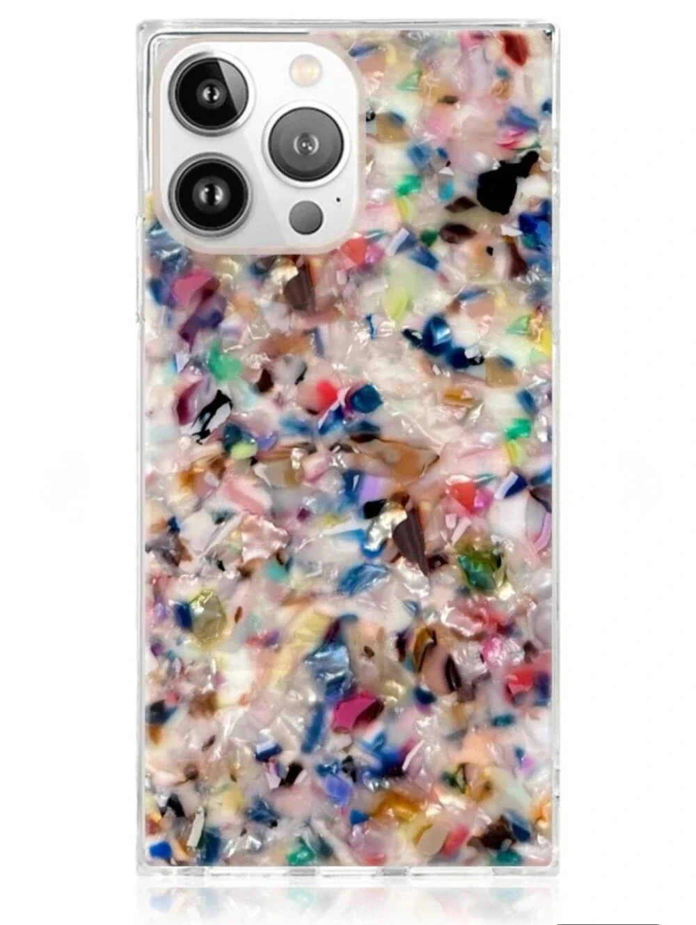 Flaunt SQUARE Rainbow Confetti Tortoise Shell iPhone 16 Pro Max Case, NWT